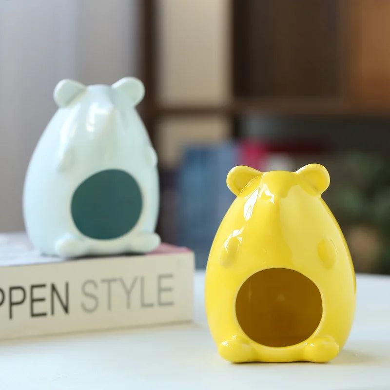 New Hamster Nest Ceramic Golden Bear Evacuation House Summer Physical Cooling Cool House Hamster Pet Nest Ceramic Pet Supplies
