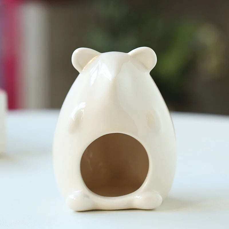 New Hamster Nest Ceramic Golden Bear Evacuation House Summer Physical Cooling Cool House Hamster Pet Nest Ceramic Pet Supplies