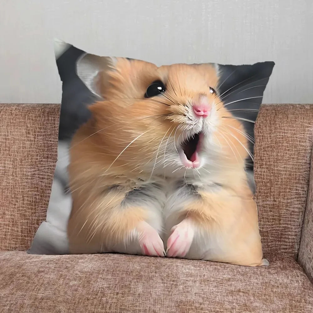Home Decor Funny Hamster Pillowcase Suitable For Bedroom Car Office Living Room Sofa Cushion Cover