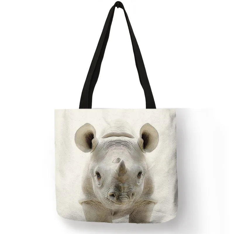 Cute Animal Series Print Handbag Casual Tote Shopping Bag Large Capacity