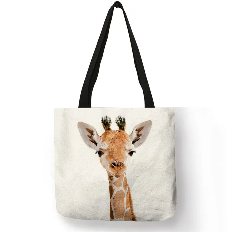 Cute Animal Series Print Handbag Casual Tote Shopping Bag Large Capacity