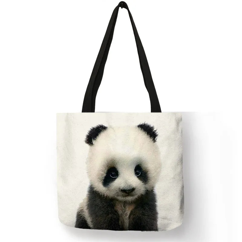 Cute Animal Series Print Handbag Casual Tote Shopping Bag Large Capacity