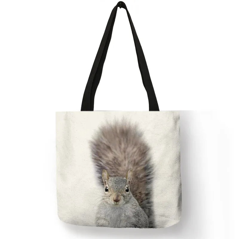Cute Animal Series Print Handbag Casual Tote Shopping Bag Large Capacity