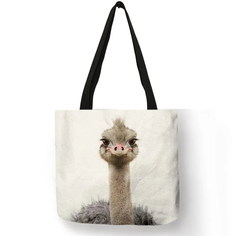 Cute Animal Series Print Handbag Casual Tote Shopping Bag Large Capacity