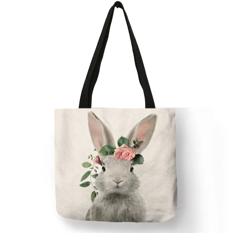 Cute Animal Series Print Handbag Casual Tote Shopping Bag Large Capacity
