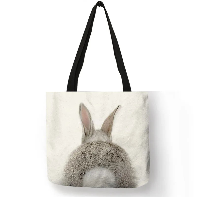 Cute Animal Series Print Handbag Casual Tote Shopping Bag Large Capacity