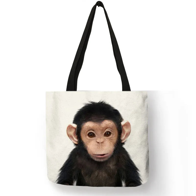 Cute Animal Series Print Handbag Casual Tote Shopping Bag Large Capacity
