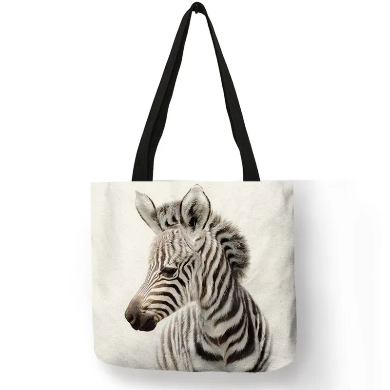 Cute Animal Series Print Handbag Casual Tote Shopping Bag Large Capacity
