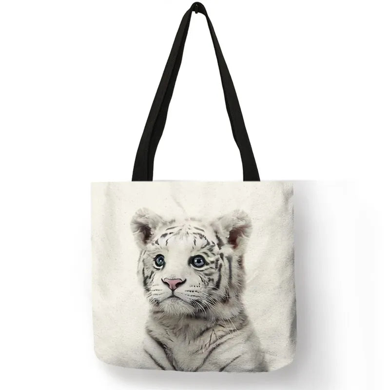 Cute Animal Series Print Handbag Casual Tote Shopping Bag Large Capacity