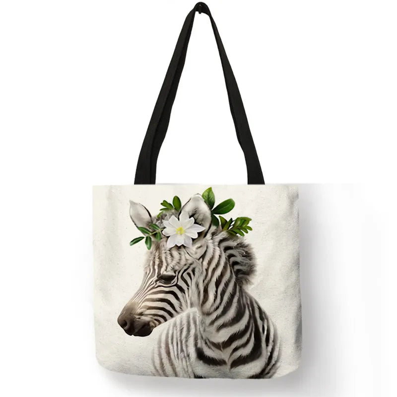 Cute Animal Series Print Handbag Casual Tote Shopping Bag Large Capacity