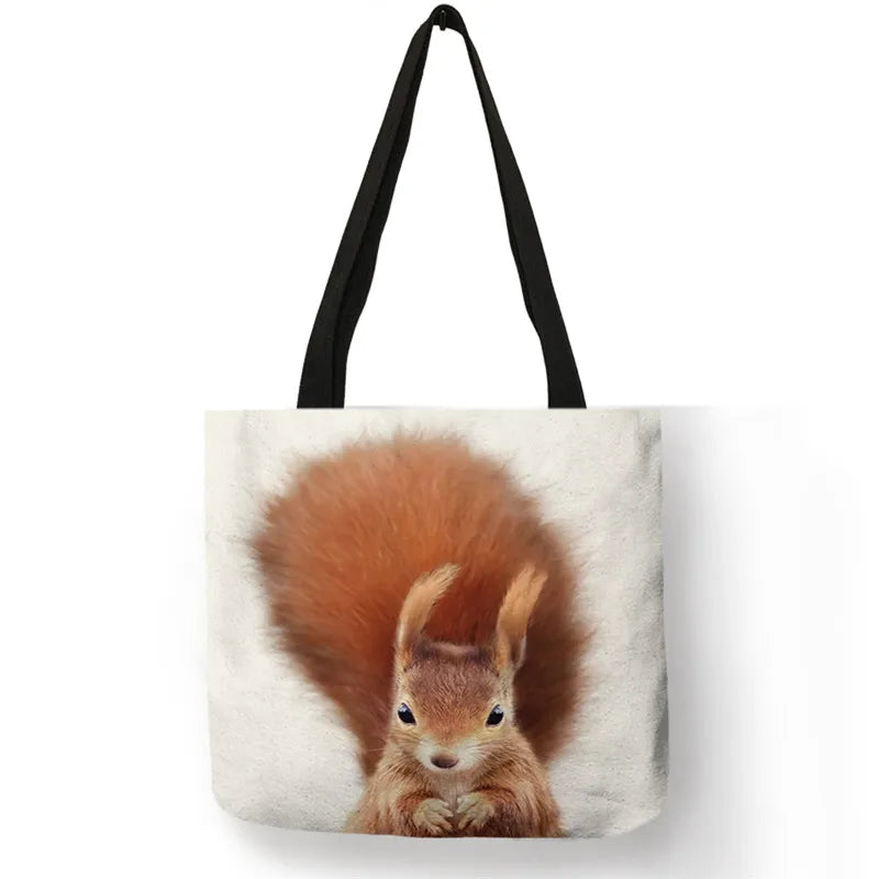 Cute Animal Series Print Handbag Casual Tote Shopping Bag Large Capacity