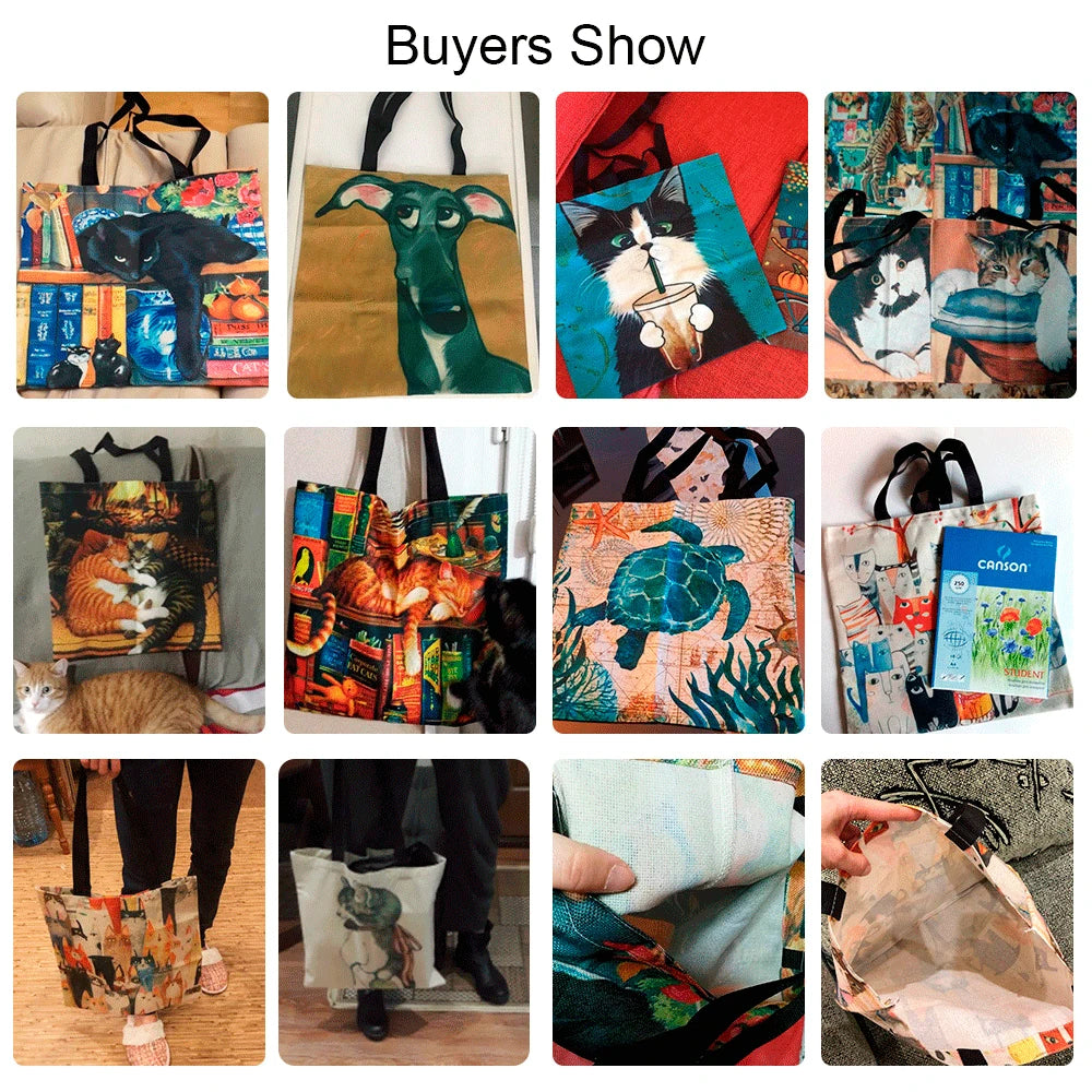 Cute Animal Series Print Handbag Casual Tote Shopping Bag Large Capacity