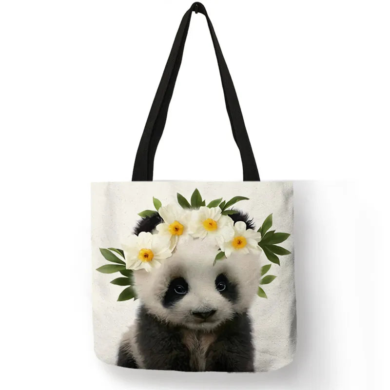 Cute Animal Series Print Handbag Casual Tote Shopping Bag Large Capacity