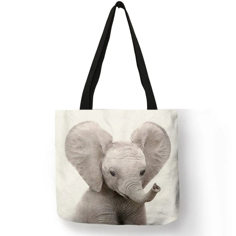 Cute Animal Series Print Handbag Casual Tote Shopping Bag Large Capacity