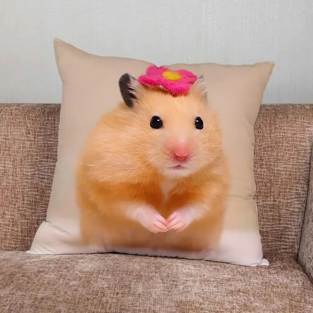 Home Decor Funny Hamster Pillowcase Suitable For Bedroom Car Office Living Room Sofa Cushion Cover