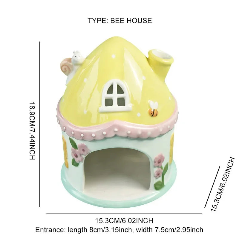 Ceramic Nest for Home Decoration, Cute Cartoon Mushroom, Ceramic House, Hamster Nest, Pet Nest, Bird Nest, Creative Ornaments