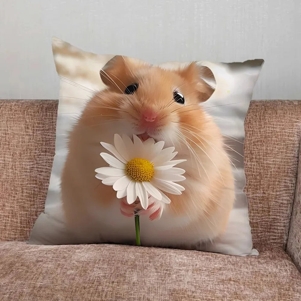 Home Decor Funny Hamster Pillowcase Suitable For Bedroom Car Office Living Room Sofa Cushion Cover