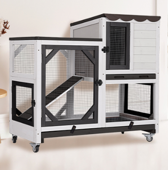 Aivituvin Luxury Wooden Rabbit & Guinea Pig Hutch on Wheels