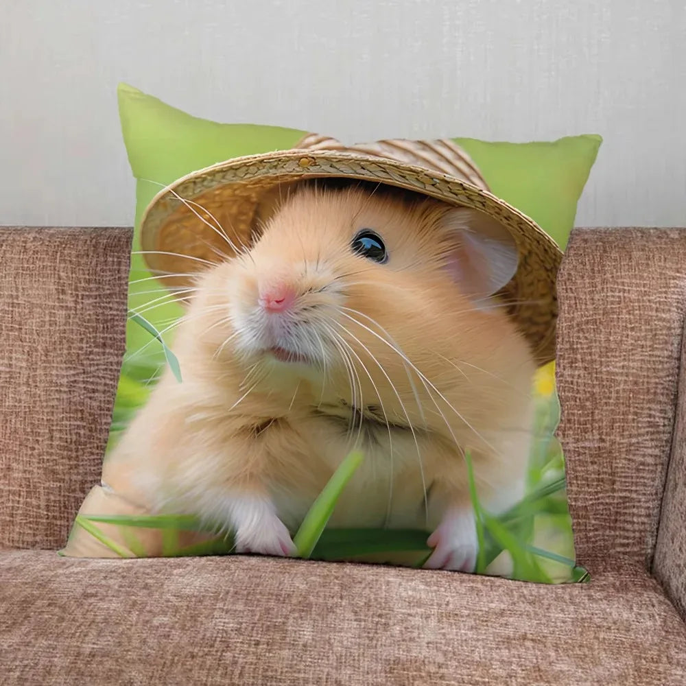 Home Decor Funny Hamster Pillowcase Suitable For Bedroom Car Office Living Room Sofa Cushion Cover