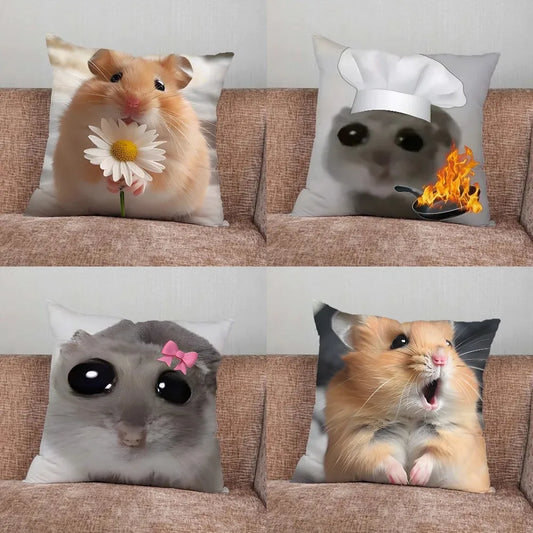 Home Decor Funny Hamster Pillowcase Suitable For Bedroom Car Office Living Room Sofa Cushion Cover